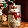Botellas de almacenamiento Tarro de dulces de Navidad Botella de regalo de año Papá Noel Muñeco de nieve Tanque de elfo Caja de galletas de chocolate sellada con tapa