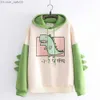 Dames Hoodies Sweatshirts Dinosaurus Super Cartoon Hoodie Dames Mode Sweatshirt Casual Print Koreaans Dik Sweatshirt Winter Dino Hoodie Top Z230726