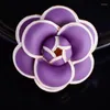 Broches Retrô Preto Roxo Branco Azul Flor Esmalte Alfinetes Linda Camélia Corpete Feminino Cobre Jóias Broche