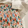 Spodnie damskie Capris Lucyver retro kwiatowe spodnie płomienne kobiety Sumne Elastyczne Elastyczne Spodnie z wysokim talią Femme Drape Streetwear Długość podłogi 230726