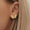 18k Gold Stainless Steel Trendy Butterfly Stud Earrings Diamond Earring For Women Fine Jewelry