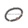 Beaded Black Zircon Box Magnet Beads Strands Bracelet Stone Bracelets Wristband Cuff Women Men Fashion Jewelry Drop Delivery Dh2Vk