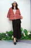 Miiyakeファッションを販売する女性用ジャケットフォールド4分の4 lstripeプリントコートシングルボタンvネック在庫