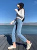 Women's Jeans Light Blue Straight-Leg High Waist Ankle Length Perfect For Petite Figures Pantalon Vintage Mujer 2023