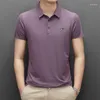 Polos pour hommes été luxe qualité mode haut de gamme polo à manches courtes glace soie respirant affaires T-Shirt homme marque vêtements