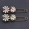 Brooches Elegant Crystal Rhinestone Pink Apricot Enamel Sunflowers Antique Bronze Plated Women Collar Lapel Pins Jewelry Gifts