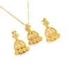 Necklace Earrings Set Trendy Dubai Jewelry For Women Gold Color Ethiopian Pendant Necklaces Arab African Wedding Jewellery