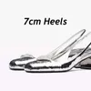 Kleidschuhe 2023 Designer Frauen Kristall Dreieck Mary Janes Chic Metallic Silber Rhombic Leder High Heels Pumps Party