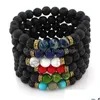 Pedra natural frisada preta lava fios pulseiras turquesa buda óleo difusor pulseira joias finas para mulheres drop delivery dhmad