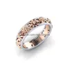 Band Rings Contrast Color Rose Gold Flower Ring For Women Christmas Gift Will And Sandy Drop Ship Delivery Jewelry Dhmfo