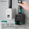 Tandborstehållare Automatisk tandkräm dispenser väggmontering dammtät tandkräm pressare tandkräm hållare badrumstillbehör lagringsställ 230726