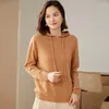 Kobiety swetry 2023 jesień zima kobiety czysty kaszmirowy sweter z kapturem ciepłej damskiej damskiej skocznię