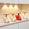 Objets décoratifs Figurines Résine Europe Lucky Cat Plateau Numérique pour Intérieur Vide Rangement Clé Récepteur Décoration Accessoires Maison Objet Entrée 230726