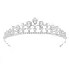 Hårklipp Jade Angel Wedding Crown Jewelry Bridal Headpiece Woman Rhinestones Crystal Tiaras Bride Party Crowns