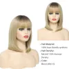 Parrucche sintetiche Parrucca caschetto corto con frangia Parrucche sintetiche per le donne Bionda Lolita Cosplay Party Golden Short Straight Capelli naturali Perruque Bob 230725