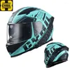 Casques de moto CYRIL Casque Full Grey Homme Et Femme Double Lentille Quatre Saisons Racing Personnalité Sécurité Couvre-chef