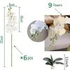 Dried Flowers 32 Inch Artificial Phalaenopsis 9 Heads Orchid Butterfly Stem Plants for Home Decor 6PCS 230725