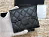 10A Mirror Quality Designers 11cm Mini Flap Card Holder Womens Caviar Quilted Purse Luxurys Portafoglio nero Portamonete in vera pelle di agnello con scatola