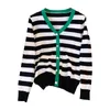 Women's Knits Tees Wool Women Sweater Singlebreasted long sleeves Cardigan Striped color Female Casual Knitted clothing 4XL 230725