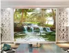 Bakgrunder Anpassade PO 3D Bakgrund Coconut Tree Forest Water Waterfall Scenery Home Decor Wall Murals For Living Room