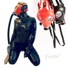 Máscaras de festa Ftshist Sílica Gel Máscara de Gás Fetiche Máscara de Látex de Borracha Capuz Controle de Respiração Conquistar Chapéu Asfixiante Traje de Cosplay Roupa de Festa 230725