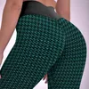 Aktywne spodnie Zielone czarne legginsy z zapaśniczką Mały wzór modny joga w talii moda szybko suszona legginsy biegowe