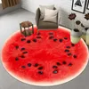 Teppiche Wassermelone Obst Runder Teppich Wohnzimmer Schlafzimmer Teppich Teppich für Wohnzimmer 3D Kinder runder Teppich Dekorative Nachttischmatte R230726