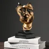 Decoratieve objecten Beeldjes 27cm Hars Kussend Paar Masker Beeldjes voor Interieur Gouden Abstract Standbeeld Home Office Woonkamer Decor Objecten 230726