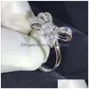 Cluster Rings Crystal Bowknot Ring New Deisgn Knot Diamond Ingagement for Women Fashion Disterry Gift Drod