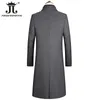 Mäns trenchrockar Autumn och Winter Boutique Woolen Black Grey Classic Solid Color Thick Warm Herr Long Wool Trench Coat Male Jacket 230725