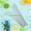 Drinking Straws 6X266Mm Colorf Stainless Steel Sts Reusable Straight And Bent St Cleaning Brush For Home Kitchen Bar Drop Delivery Gar Otqn7