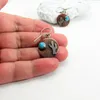 Boucles d'Oreilles Pendantes Disque Vintage Ornement Style Ethnique Bleu Turquoise