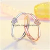 Cluster Rings Diamond Heart Shape Ring Band Finger Rose Gold Adjustable Open Sier Engagement For Women Fashion Jewelry Will And Sandy Dhifa