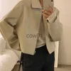 Kvinnors jackor Autumn Women faux läderjacka damer långärmad blixtlås pu kappa koreansk stil chic lös streetwear ytterkläder cyklistrockar j230726