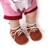 Pierwsze Walkers Baby Boys Girls Około 0-14 miesięcy gumowa podeszwa szorstka skórzana anty-szykowana maluch z przodu koronkowy uczenie się buty do chodzenia cz85