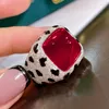 Cluster Rings Royal Sapphire Domineer Red Diamond Leopard Print Big Sugar Tower Emerald 17ct Luxury Full Open Ring Party Birthday Present