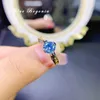 Cluster Rings Blue Moissanite Ring 1CT Gemstone 925 Sterling Silver Fine Jewelry per le donne Regalo di anniversario