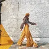 Kvinnors byxor delade chiffong tunna egyptiska ökenkläder vintage designkänsla fritid exotisk stil resor hög midja bred ben