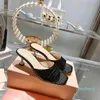 2023-New fashion dress shoes sandals women's shoes evening high-heeled sandals metal buckle flip-flops mature women's high heels