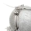 Torby wieczorowe Sliver Diamenty okrągłe piłkę dla kobiet mody mini frędzle worka sprzęgła damskie torebki torebki 230728