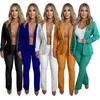 Tweedelige damesbroek Elegante kantoordame 2 sets Damesoutfits Open steek Blazer Jas en pak Werkkleding Bijpassende set Uniform