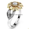 Cluster Ringen Zirconia Bloem Zonnebloem Ring Gold Diamond Engagement Voor Vrouwen Mode-sieraden Drop Levering Dhktj