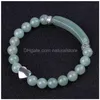 Beaded Strand 8Mm Green Aventurine Agate Rose Quartz Tiger Eye Heart Charm Bracelet Natural Stone Bead Bracelets Women Fashion Jewelry Dhbvt