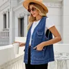 سترة سترات نسائية أنيقة V-neck الرجعية الدنيم السيدات الفضفاض