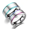 Полоса кольца Rainbow Edge Пара из нержавеющей стали для женщин, мужчины, модные ювелирные украшения Drop Ring Dhqe0