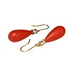 Dangle Oorbellen 2023 Mode Dames Kristal Koraal Rood Waterdruppel Hanger Vintage Voor Meisje Goud Kleur Piercing Oorsteker