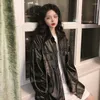 Kadın Ceketleri Bahar Sonbahar Pu Kadın Deri Ceket Harajuku Stil Gevşek Ceket 2023 Fashion Street Giyim Kadın Koreli Öğrenci Styletrendy Top