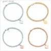 Mode 925 argent sterling tag amour coeur bracelets original classique T bracelet perlé 4mm or rose perle homme femmes bijoux amoureux cadeaux avec boîte