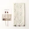 Scarves Fresh Plain Voile Cotton And Linen Scarf Women's White Floral Printed Tassel Shawl