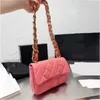 Can Designer Schoudertassen Klassieke Lattice Messenger Bag Dames Dikke ketting Luxe handtassen Mode Eenvoudig Vierkant Hoge kwaliteit Leer Mobiele telefoon portemonnee 230615